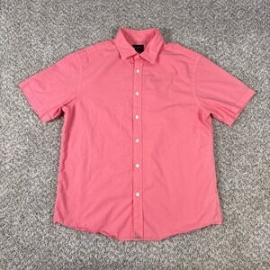 UNTUCKit Shirt Mens Medium Coral Pink Pavao Seersucker Short Sleeve 40662